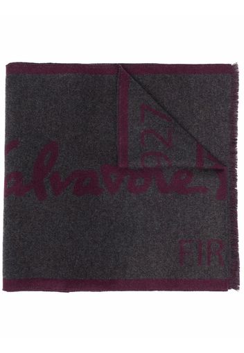 Salvatore Ferragamo intarsia-knit logo cashmere scraf - Grey