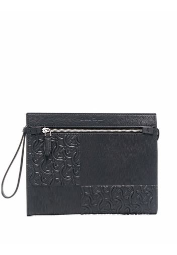 Salvatore Ferragamo Gancini embossed clutch - Black