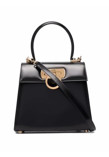 Salvatore Ferragamo Gancini leather tote bag - Black