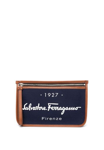 Salvatore Ferragamo logo print clutch - Blue