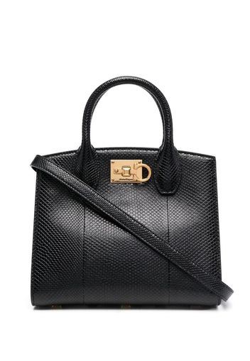 Salvatore Ferragamo snakeskin-effect leather tote - Black