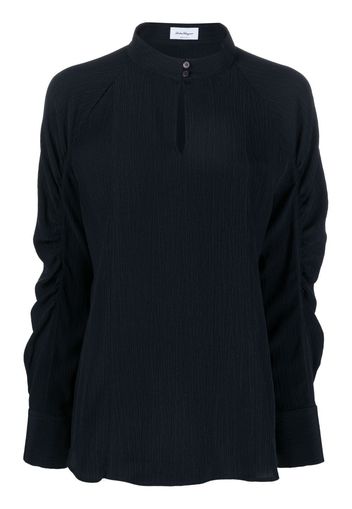 Salvatore Ferragamo keyhole-neck longsleeved silk blouse - Blue