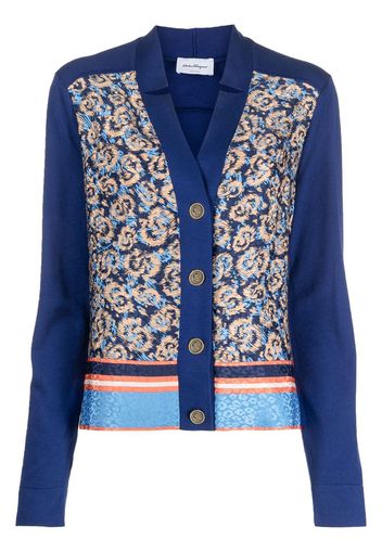 Salvatore Ferragamo abstract-leopard print cardigan - Blue