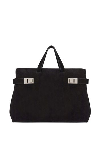 Salvatore Ferragamo Gancini suede tote bag - Black