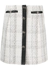 contrasting-trim check-print skirt