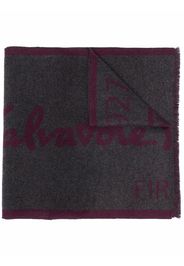 Salvatore Ferragamo intarsia-knit logo cashmere scraf - Grey