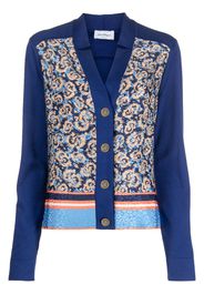 Salvatore Ferragamo abstract-leopard print cardigan - Blue