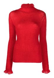 Salvatore Ferragamo roll-neck rib-trimmed jumper - Red