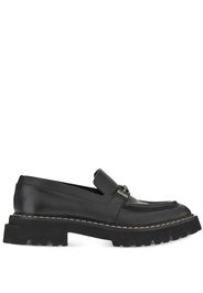 Salvatore Ferragamo Gancini-plaque leather moccasin - Black