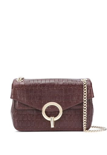 croc-embossed leather shoulder TEEN bag