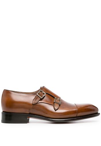 Santoni double-buckle monk shoes - Brown