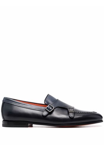 Santoni buckled leather monk shoes - Black