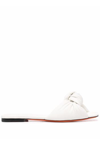 Santoni square-toe leather sandals - White