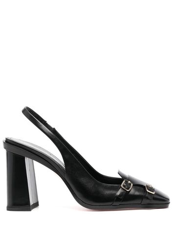 Santoni double-buckle 105mm slingback pumps - Black