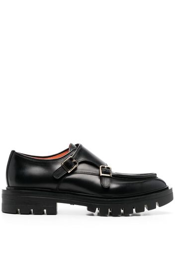 Santoni side buckle-fastening detail loafers - Black