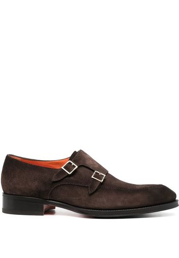 Santoni bucked suede monk shoes - Brown