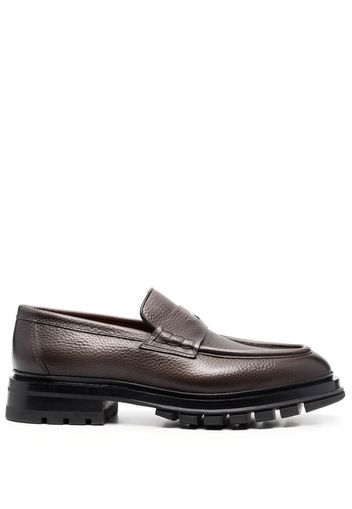 Santoni grained leather loafers - Grey