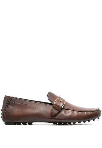 Santoni buckle-detail leather loafers - Brown