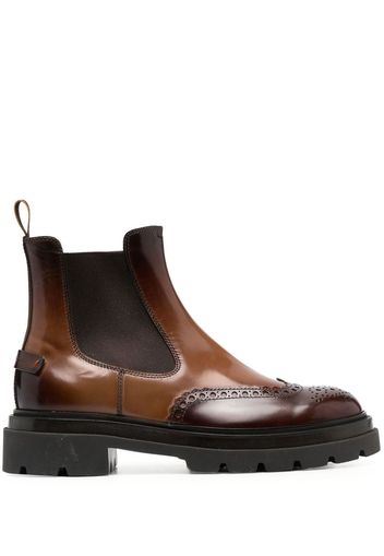 Santoni leather ankle brogue boots - Brown