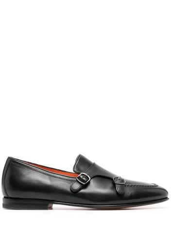 Santoni double-buckle leather shoes - Black