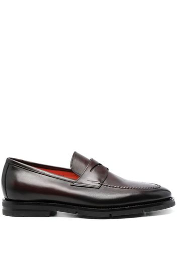 Santoni almond-toe leather penny loafers - Red