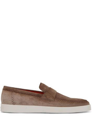 Santoni almond-toe suede loafers - Brown