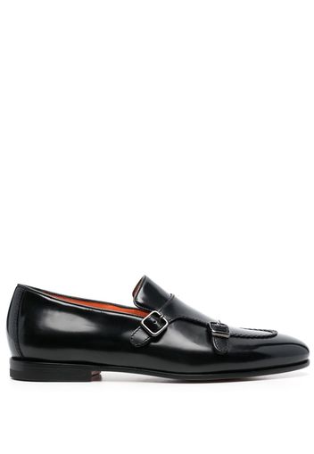 Santoni buckled-leather monk shoes - Black