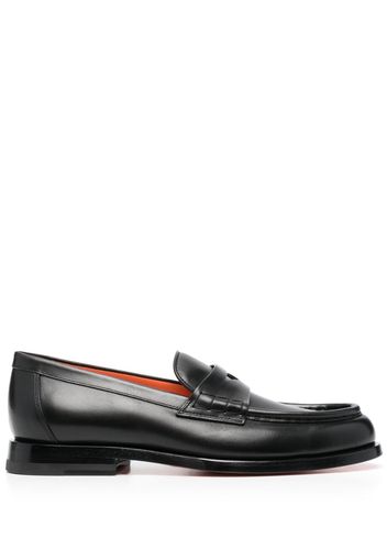 Santoni flat leather loafers - Black