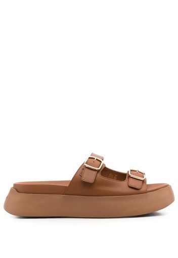 Santoni buckle-detail leather slides - Brown