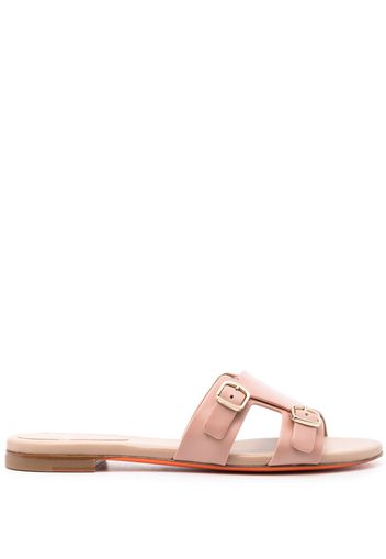 Santoni double-strap flat leather sandals - Pink