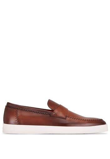 Santoni almond-toe loafers - Brown