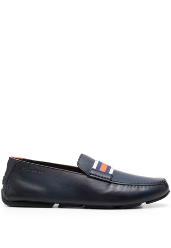 Santoni striped-band leather loafers - Blue