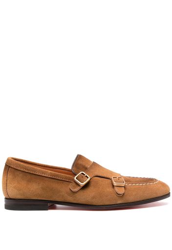 Santoni double-buckle suede Monk shoes - Brown