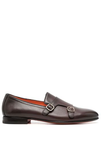 Santoni double-buckle leather shoes - Brown