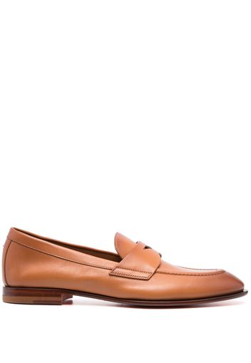 Santoni flat-sole leather loafers - Brown