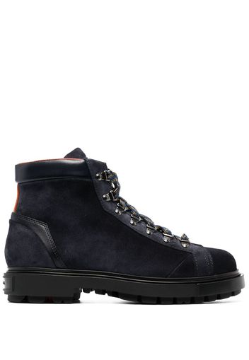 Santoni suede lace-up boots - Blue