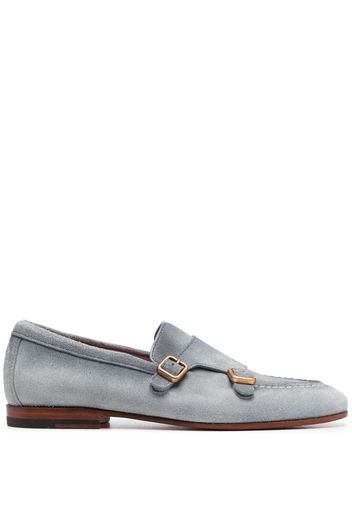 Santoni double-buckle suede monk shoes - Blue