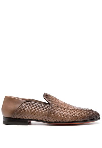 Santoni woven leather loafers - Brown