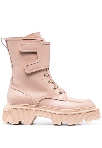 Santoni round-toe leather boots - Pink