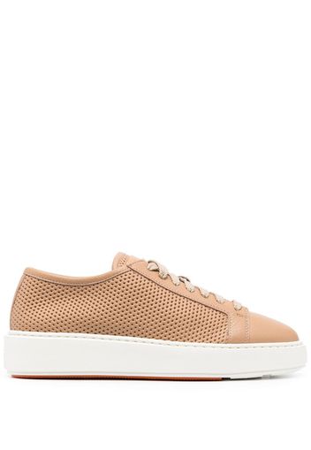 Santoni perforated-design leather sneakers - Neutrals