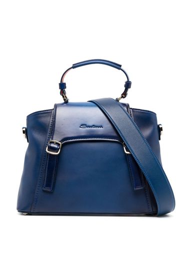 Santoni medium logo-debossed tote bag - Blue