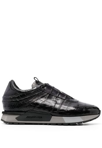 Santoni crocodile-effect low-top sneakers - Black