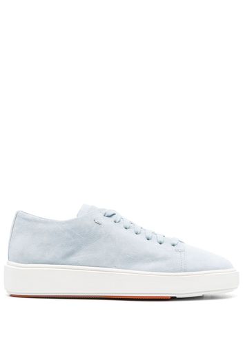 Santoni logo-debossed leather sneakers - Blue