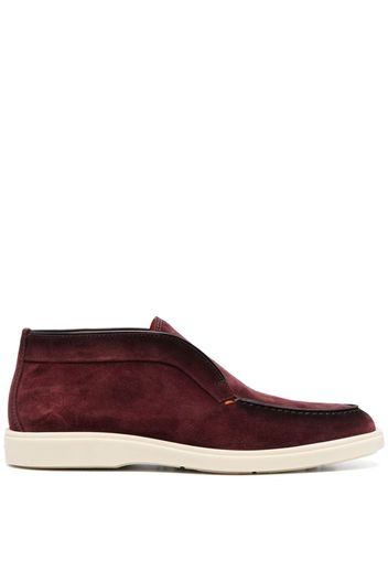 Santoni almond-toe suede loafers - Red