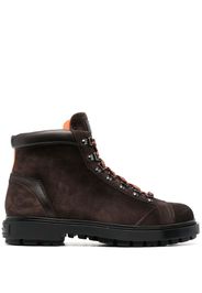 Santoni lace-up suede boots - Brown