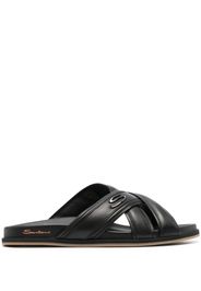 Santoni crossover-straps leather sandals - Black