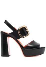 Santoni logo-buckle block-heel sandals - Black