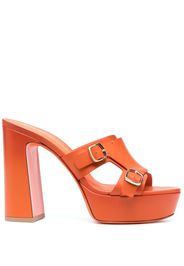 Santoni 115mm leather platform mules - Orange