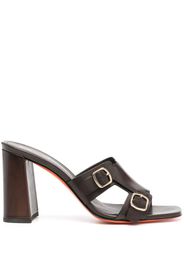 Santoni double-buckle leather mules - Brown