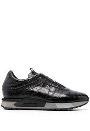Santoni crocodile-effect low-top sneakers - Black